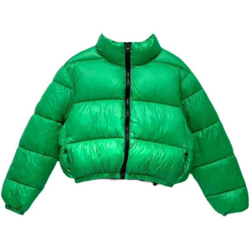 Women's Down Parkas YOZOU Design Winter Grn Orange Apron Folded Zipper Warm Bomber Jacket Womens Oversized Solid Coat Parka Girls Y2410195Q9L