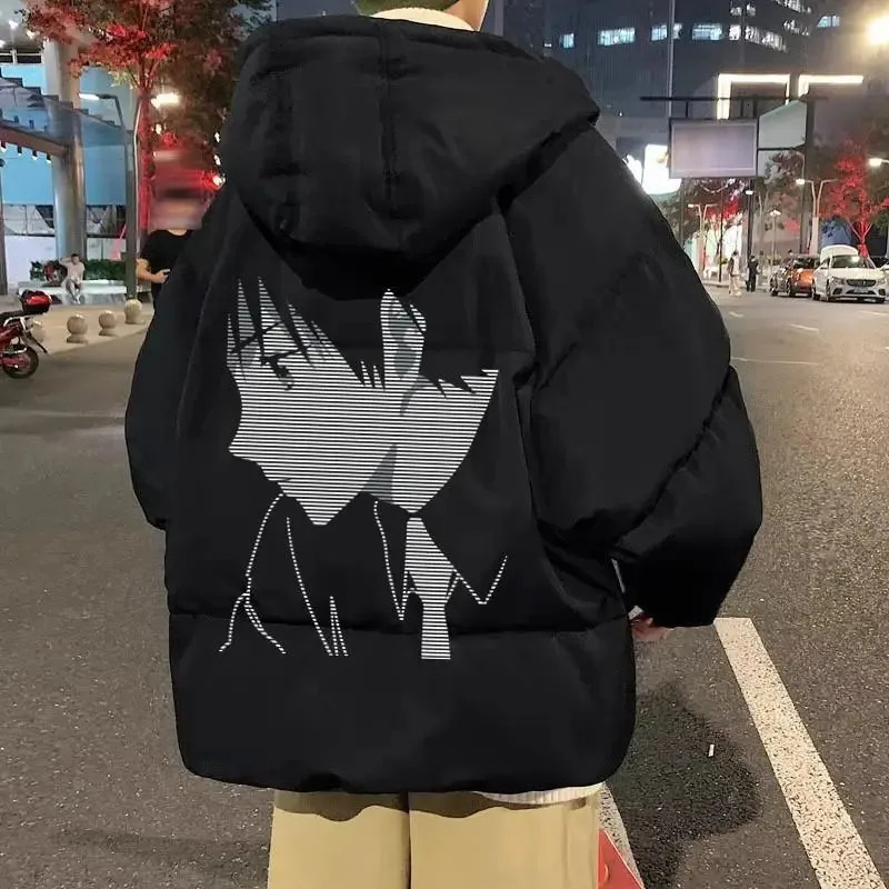 Korean style loose winter thick hooded jacket Y2K mens park zipper jacket bread jacket Hong Kong style casual Harajuku clothing 241019