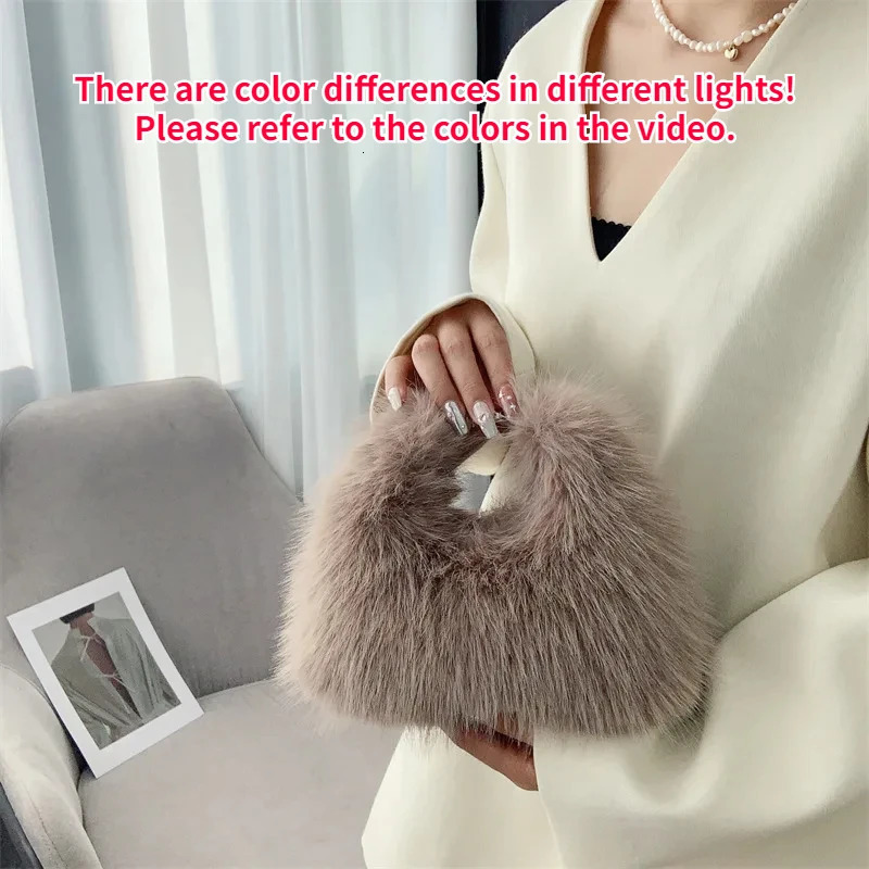 faux fur womens shoulder bag soft plush womens evening clutch wallet handbag womens small handbag fluffy cross body bag 241018
