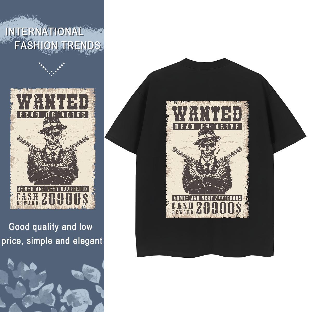 Classic T-Shirts 100% Cotton 230g Round Neck Short Sleeve Hip Hop Street skull Lady T shirt Soft Cartoon Floral Printing Tops Tees