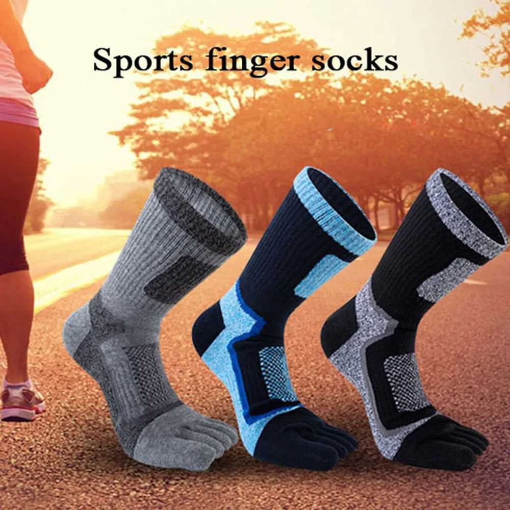 Mens Five Finger Socks Breathable Middle Tube Athletic Socks Winter Cotton Split-toed Socks Outdoor Stretch Causal Soccer SockXJ241019