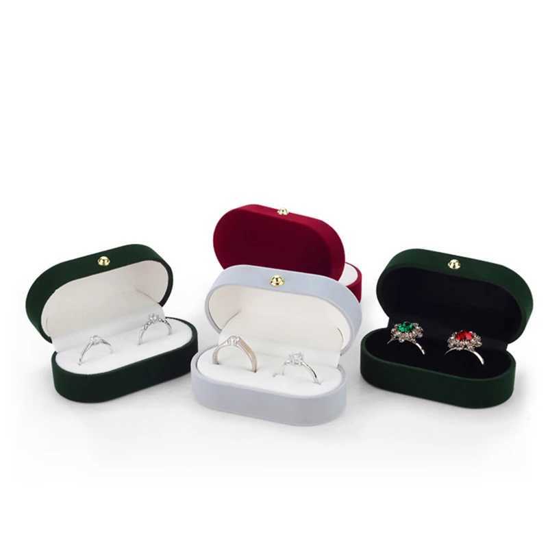 Couple Wedding Ring Box Double Slot Ring Storage Box Holiday Gift Packaging Display Velvet Bead Box W241019