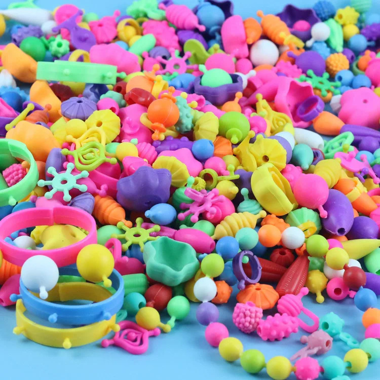 Pop Art beads are clipped together for childrens jewelry fashion kits DIY necklaces and bracelets crafts birthday toys gifts childrens beads 241018