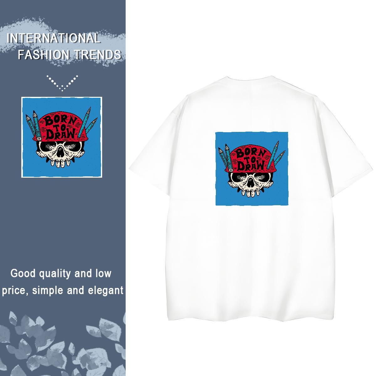 2024 T-Shirts for Women 100% Cotton 230g Comfortable High Street Hip Hop skull Women Tshirts High quality Custom Printed Clothes