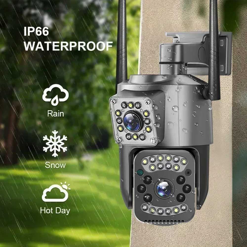 Camera Dual Lens WIFI IP Camera 8MP 4K Surveillance Cameras Wireless Outdoor Smart Home Night Vision V380 8X Digital Zoom CCTV Camara Z250210