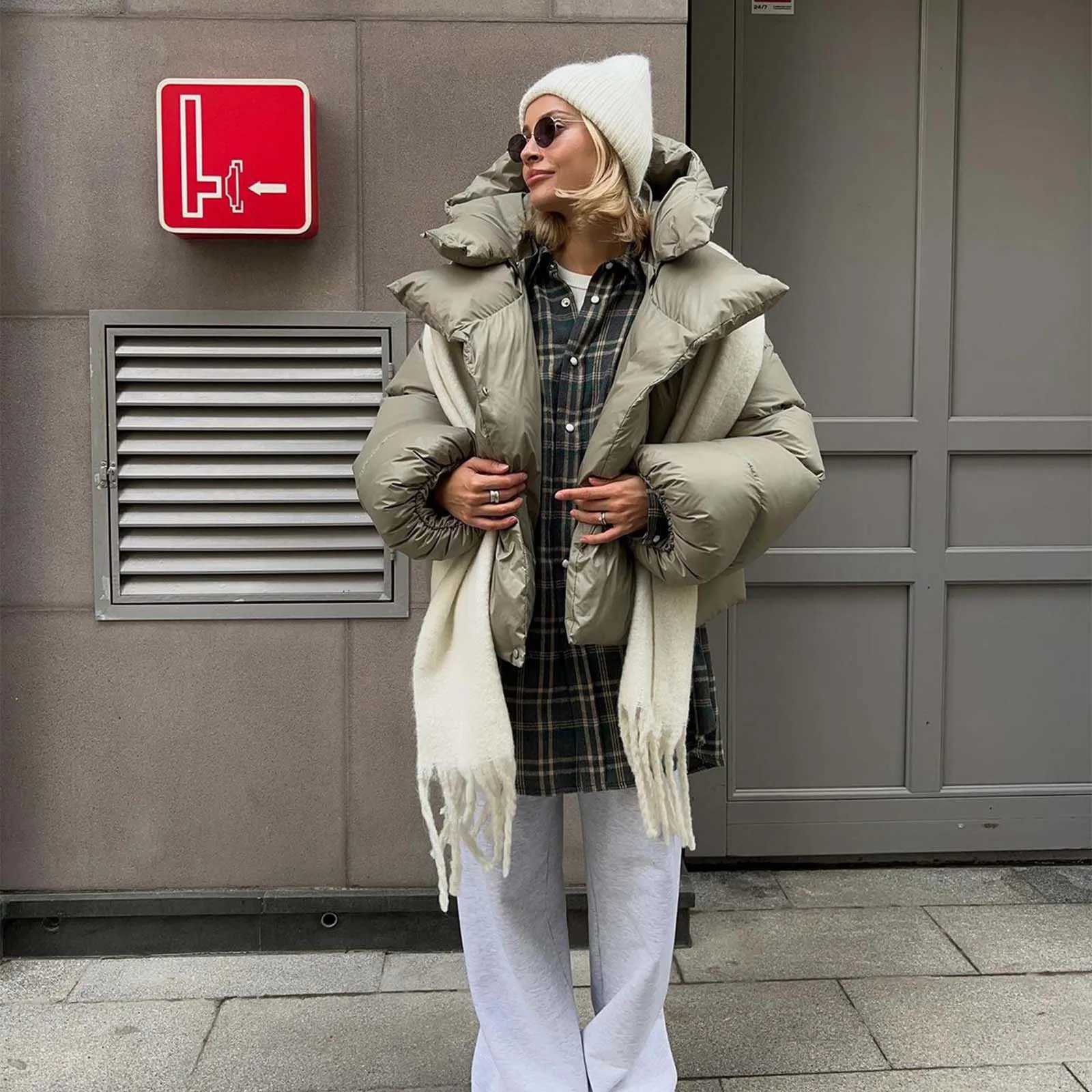 Women's Down Parkas Parkas for Women Winter Plus Size Womens Winter Solid Color Loose Down Jacket Fashion Style Short Hooded Cotton Y241019696A
