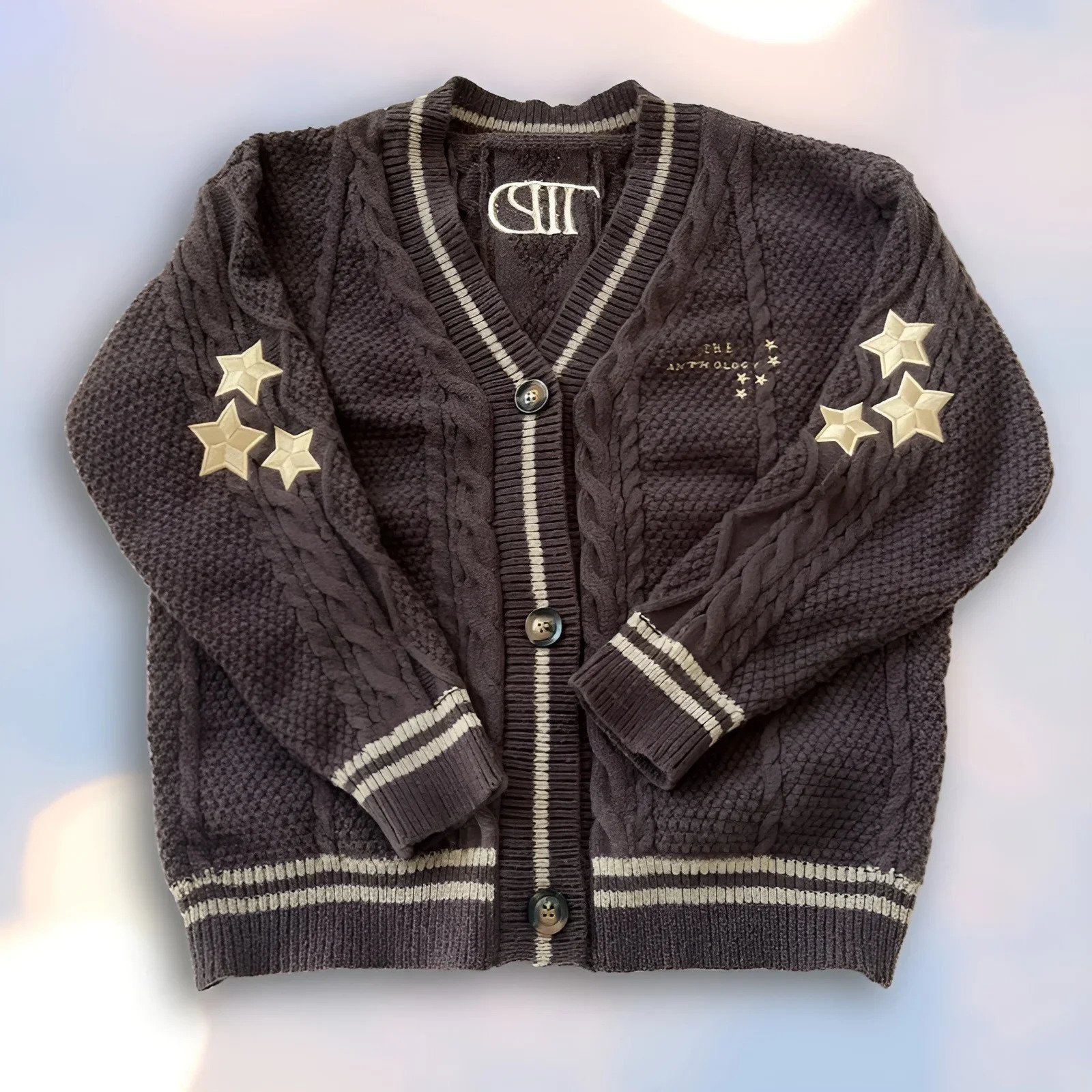 Winter Warm Star Embroidered Loose Suitable for Holiday Cotton Cardigan Womens Autumn Fashion Khaki Knitted Cardigan Womens Sweater Y2k 241019