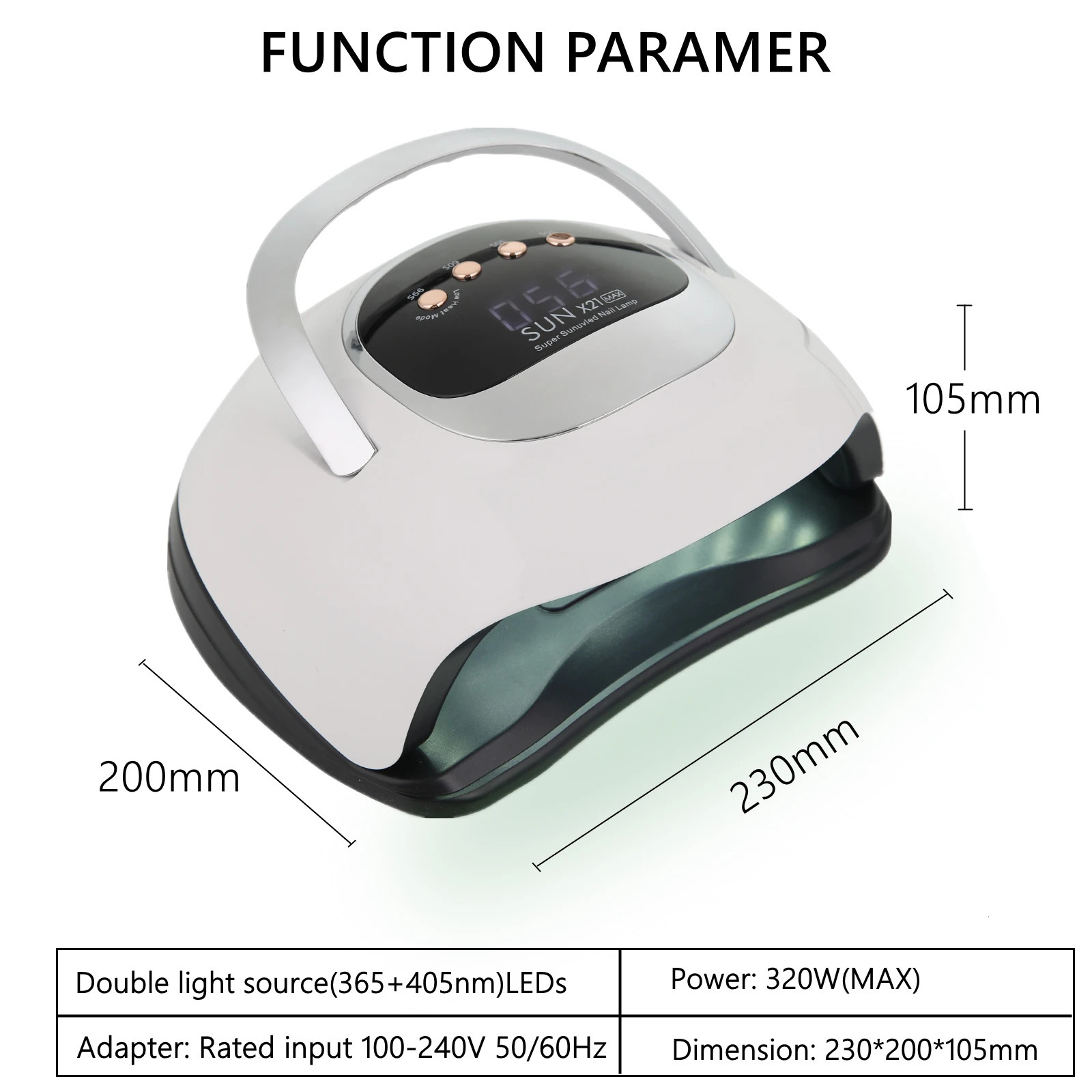 SUN X21 maximum nail dryer 72 LED UV LED nail lamp gel curing process lamp 10/30/60/99s timer LCD display 241018
