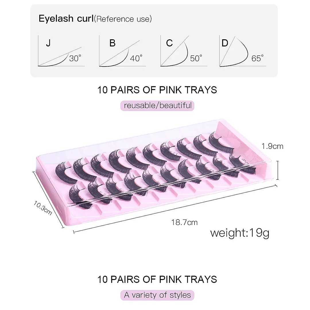 10 pairs Lashes Eyelashes Fake Eyelashes Russian Strip Lashes False Eyelashes Biche Eyes Extension LashesXJ241019