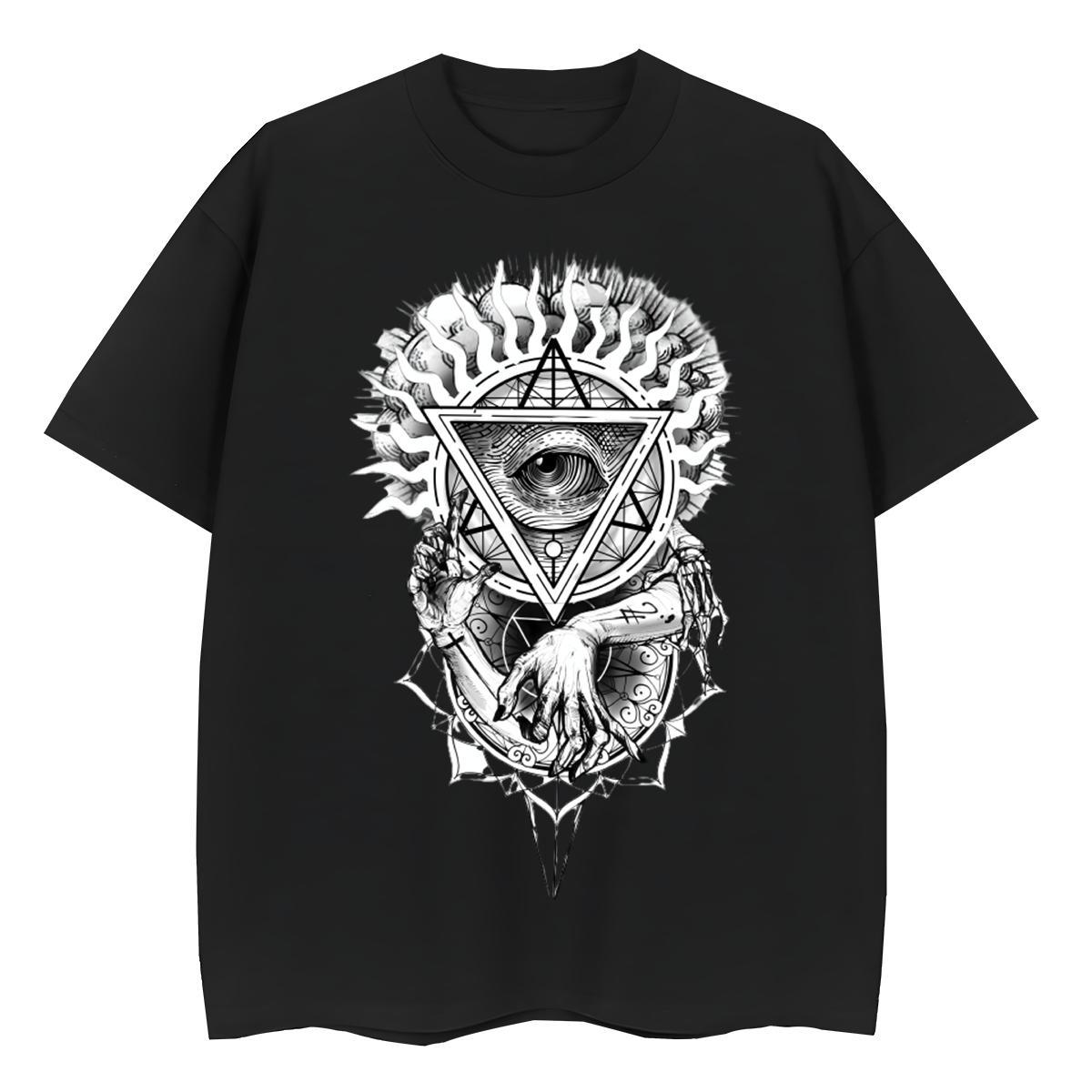 TOP Quality T shirt 100% Cotton 230g Crew Neck Breathable Casual Daily Wear eye of the devil Women Tees Designer Cartoon Floral Printing Tee Shirt