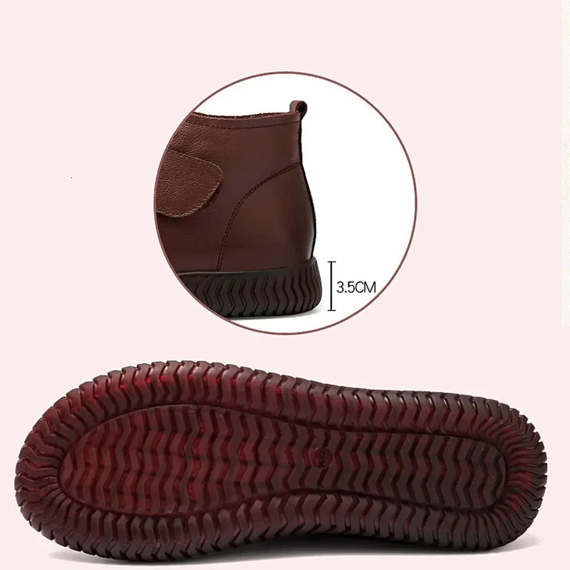 2024 Womens Leather Ankle Fur Boots Thick soled Plush Shoes Womens Winter Warm Fur Boots Womens Fashion Shoes 241018