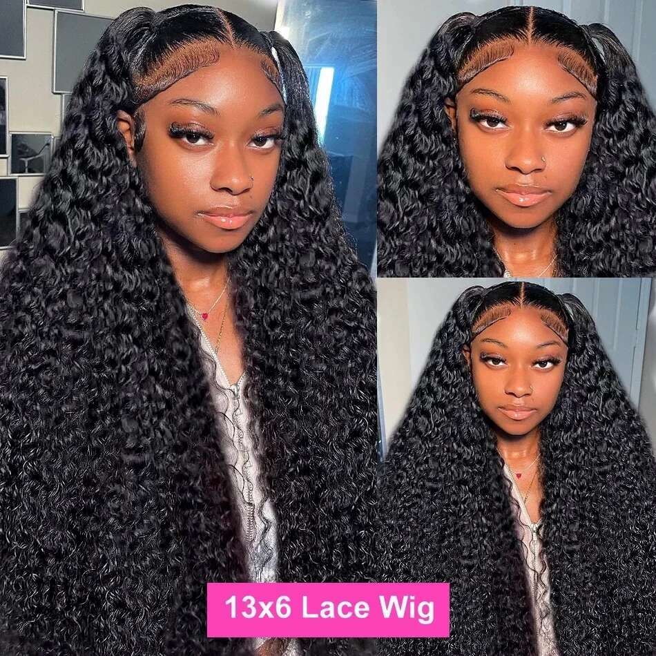 250 Density 32 38 Inch 13x6 HD Transparent Loose Deep Wave Frontal Wig Human Hair Remy Curly 13x4 Lace Front Wigs For Women