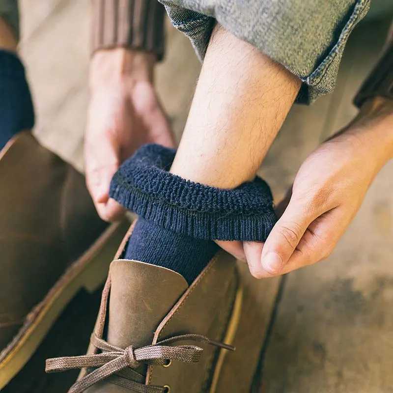 Mens Winter Warm Wool Socks Solid Color Harajuku Retro Plus Thick Terry Casual Cashmere Socks 2 PairXJ241019