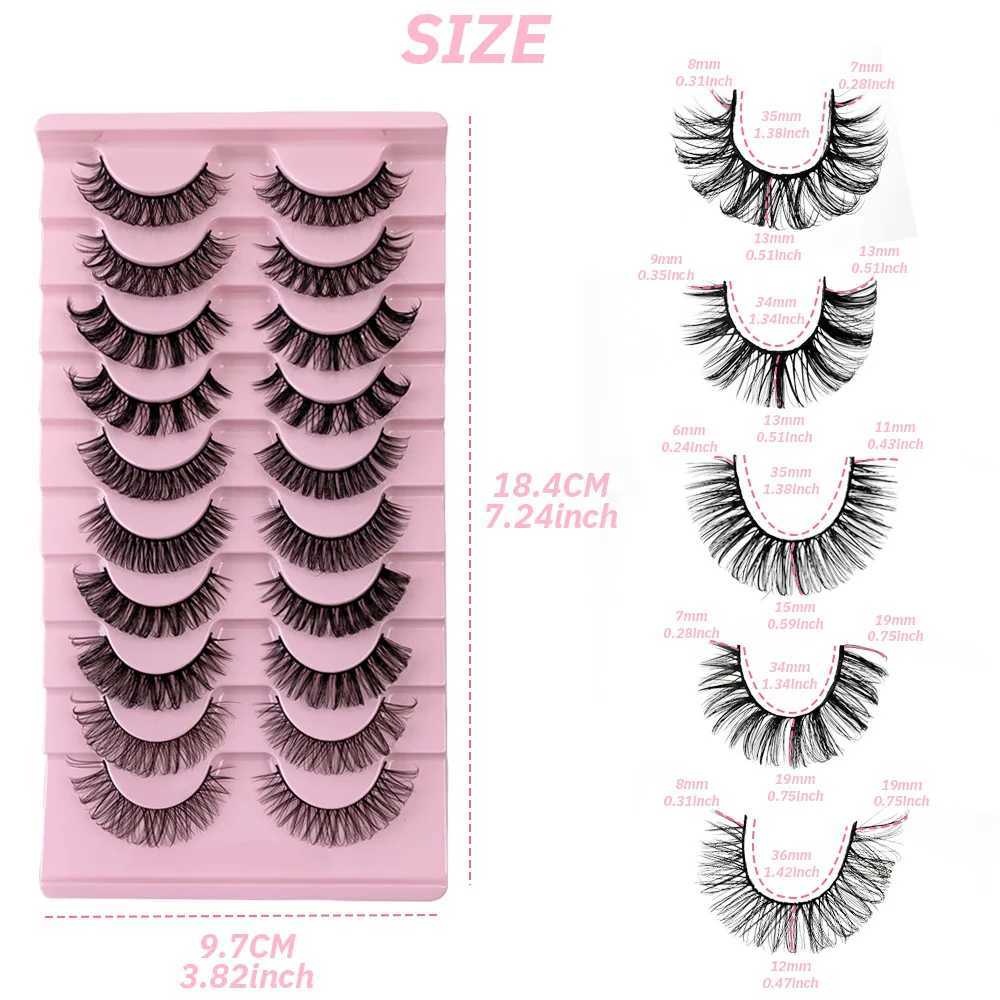 Russian 10 Pairs DD Curl Strip Lashes Fluffy Volume False Eyelashes DD Curl Dramatic Messy Faux Mink Fake Lashes Make UpXJ25872