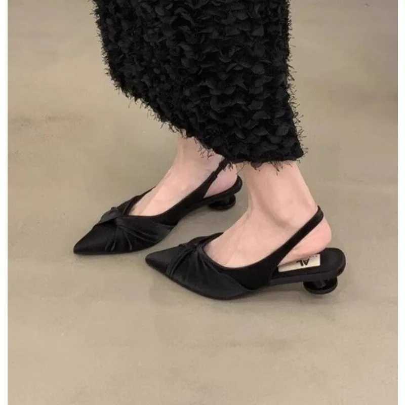 Fashion shoes for women single pedal pump angle toe bow tie sexy dress party shoes womens shallow high heels Y241019