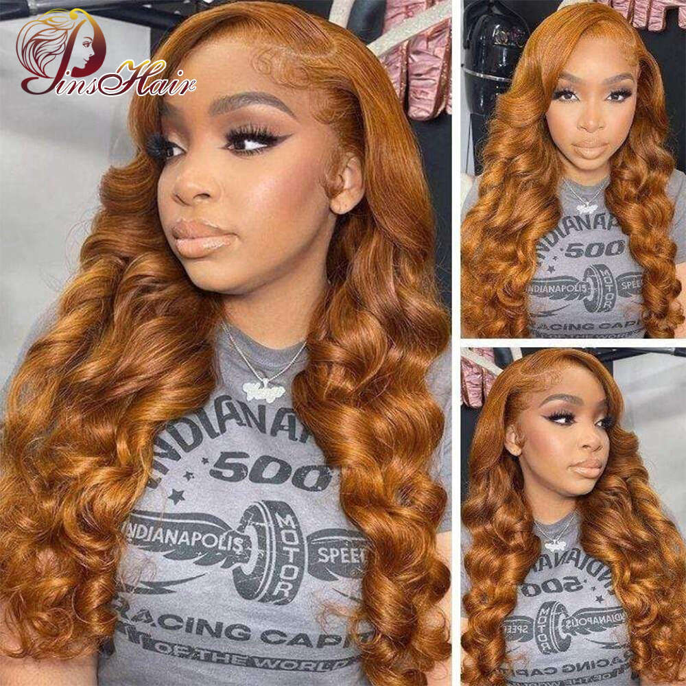 Ginger Brown 13x4 Wigs For Women Body Wave Frontal Honey Blonde Lace Front Wig Remy Human Hair