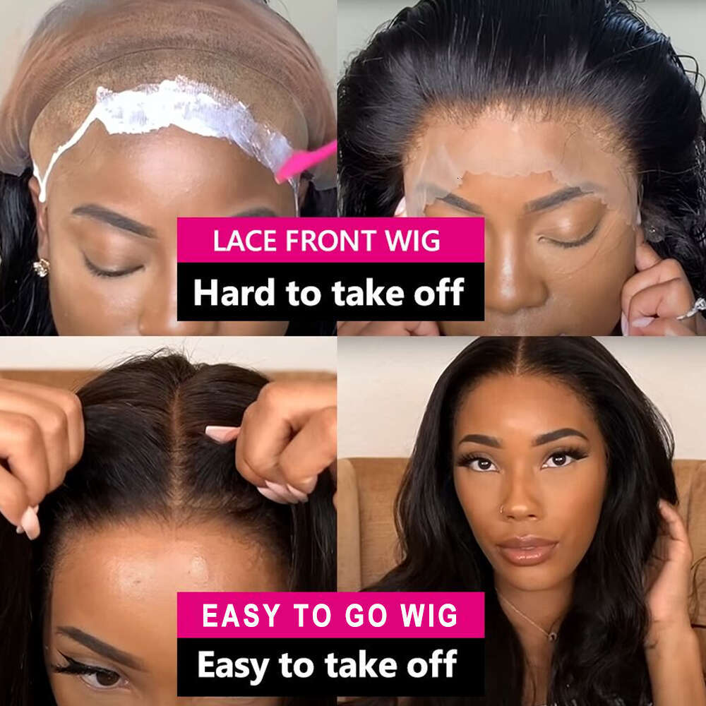 Easy Go Straight 13x4 13x6 Front Pre-Cut Human Hair Wigs Ready To Wear 360 6x4 5x5 Lace Closure Wig
