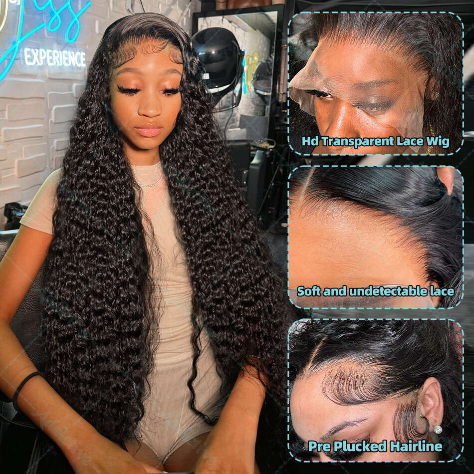 30 36 Inch Loose Deep Wave 13x4 13x6 HD Lace Frontal Human Hair Brazilian Pre Plucked Curly 5x5 Closure Wig For Women