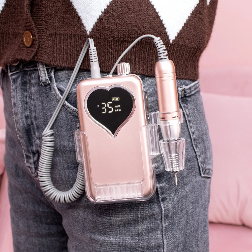 Light Rose Gold 35000 RPM portable electric nail drill nail file nail drill cordless polishing machine 241007