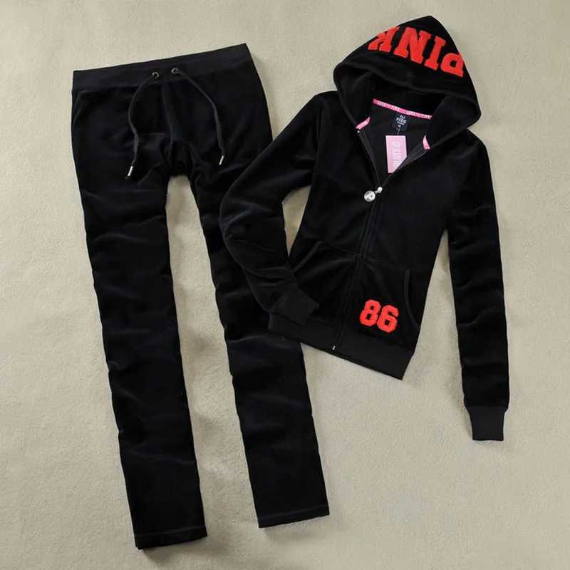 Women's Two Piece Pants Y2K Womens Sportswear 2024 Spring/Summer Womens Sportswear and Pants Set Velvet Sportswear Two Piece Set Y241019R0HW