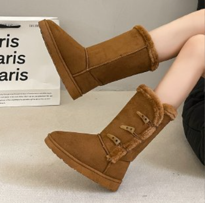 Women's Fashion Boots: Fleece-ed, Versatile Winter Footwear in Black, Yellow, and Coffee | Free Shipping 67fe