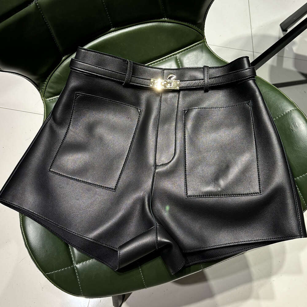 Yoloagain 2024 Autumn Fashion Real Women Sheepskin Leather Shorts Ladies