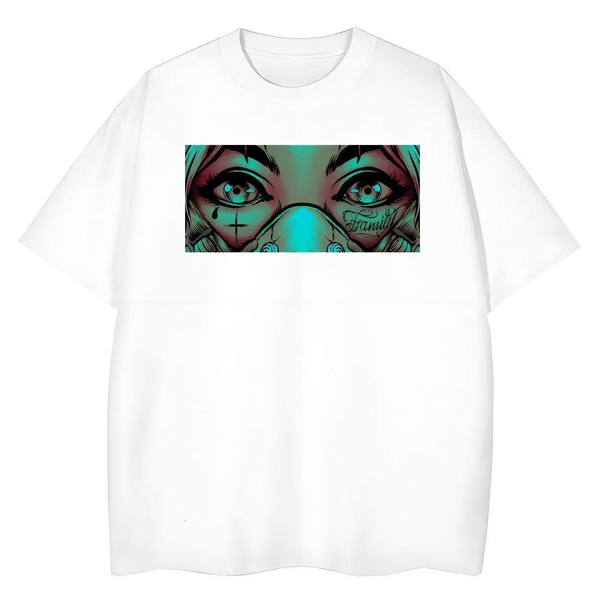 2024 DIY T shirt 230g Cotton Short sleeve Soft Summer Casual eyes Unisex Tshirts High quality Anime Print Tops Shirt