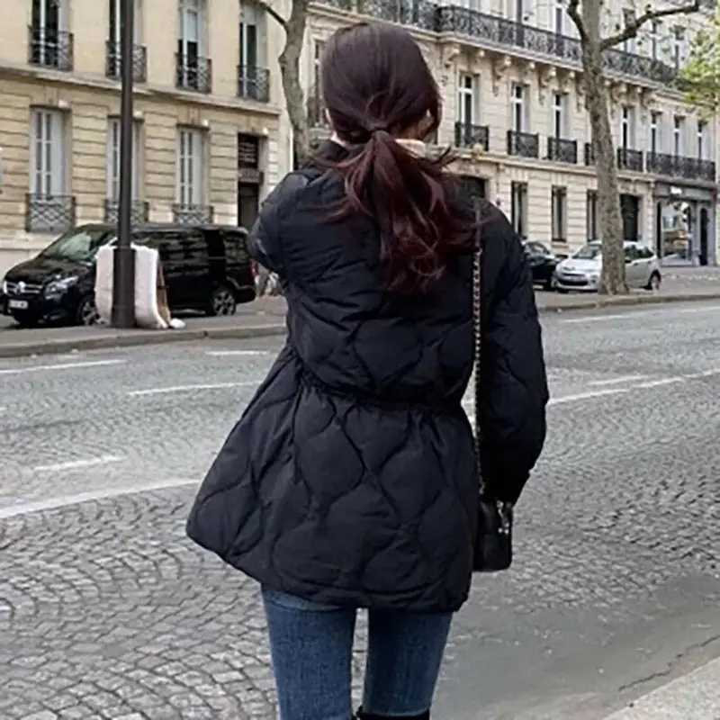 Womens medium long down cotton coat Ringer thin lightweight new slim fashion outdoor comfortable warm coatX241019