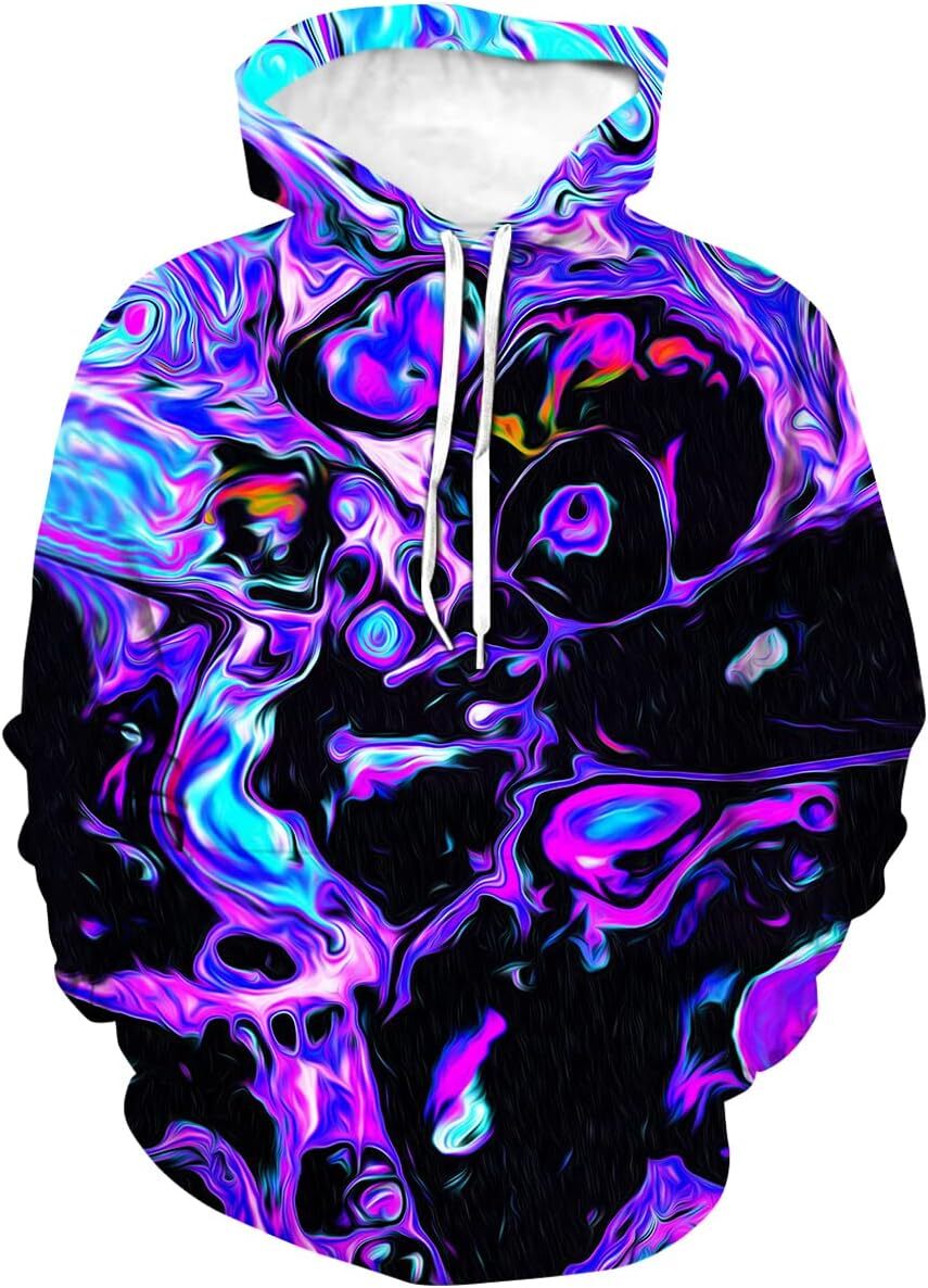 Hoodie for Mens Womens Trippy Fluid Hoodie Novelty Printed Art Pattern Sweatshirt Pullover Hooded Graphic Hoodies sweatshirt breathable