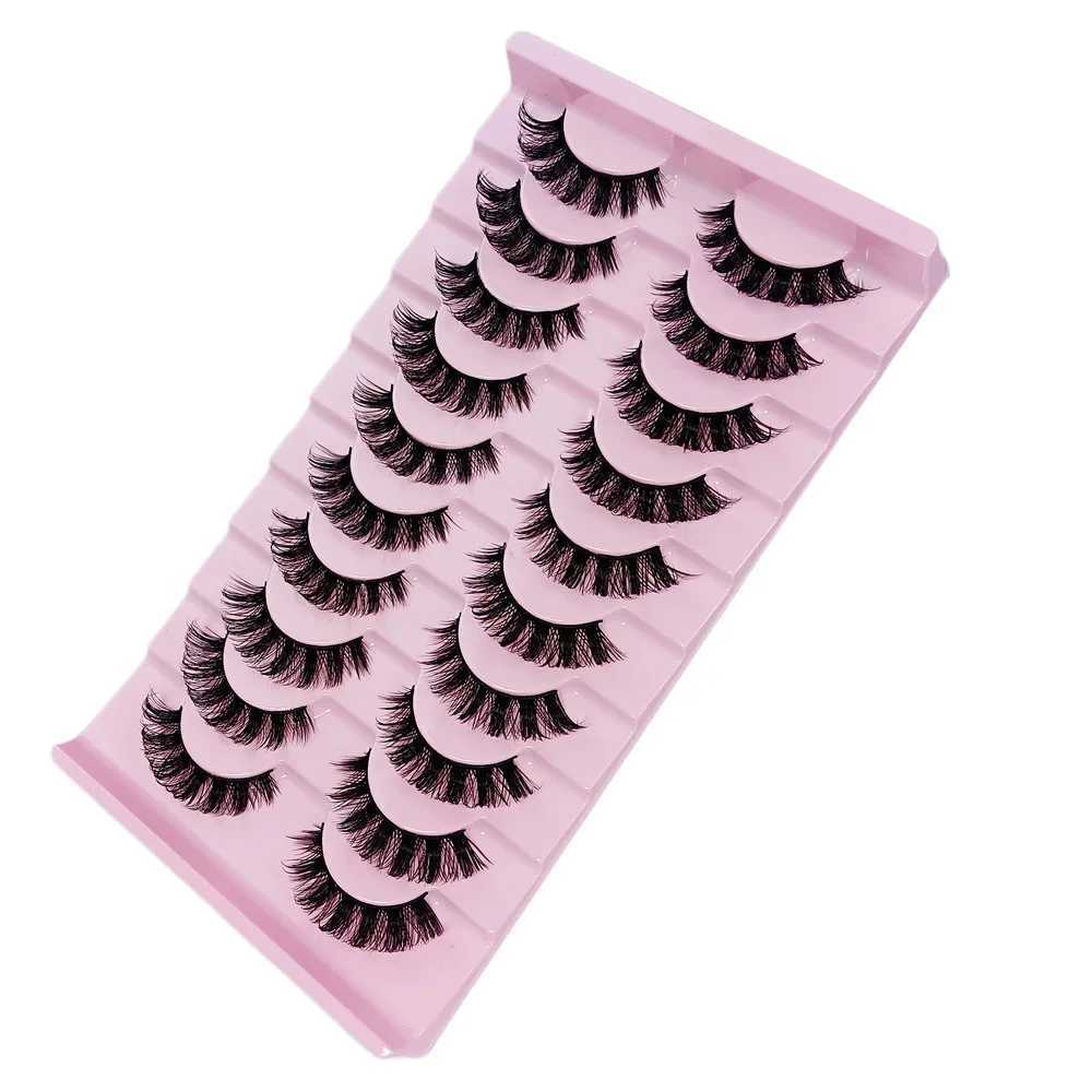 10 Pairs DD Curl Russian Strip Lashes Fluffy Volume False Eyelashes DD Curl Dramatic Messy Faux Mink Make Up Fake LashesXJ241019