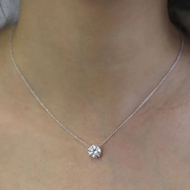1CT 2CT 3CT Pendant Necklace Womens Original 925 Silver Chain Card Pendant Necklace Bridal Exquisite Jewelry 241018