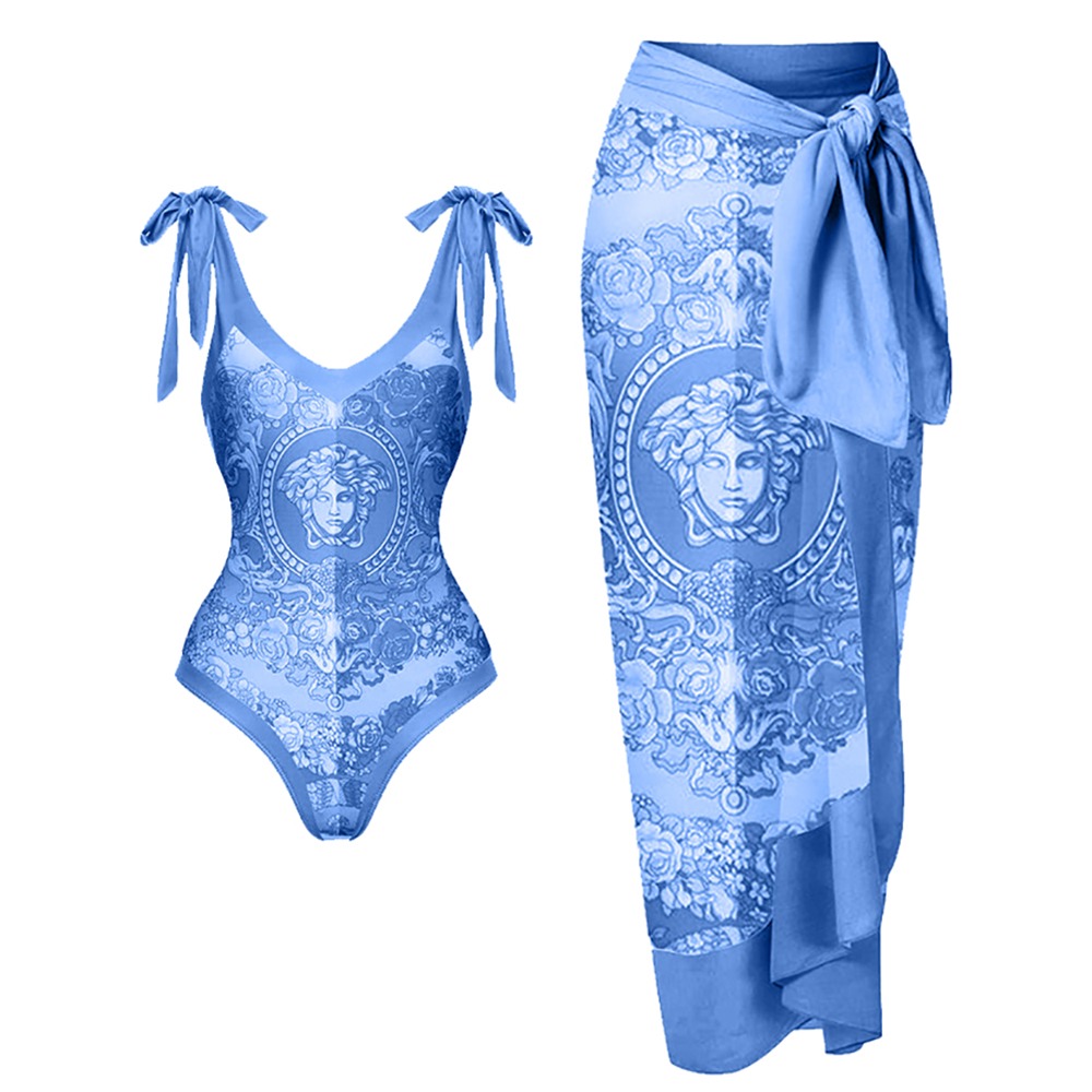 Chinese style one-piece bathing suit for women Hot Spring Beach Dress Sexy slimming belly cover Hot girl holiday high-waisted set
