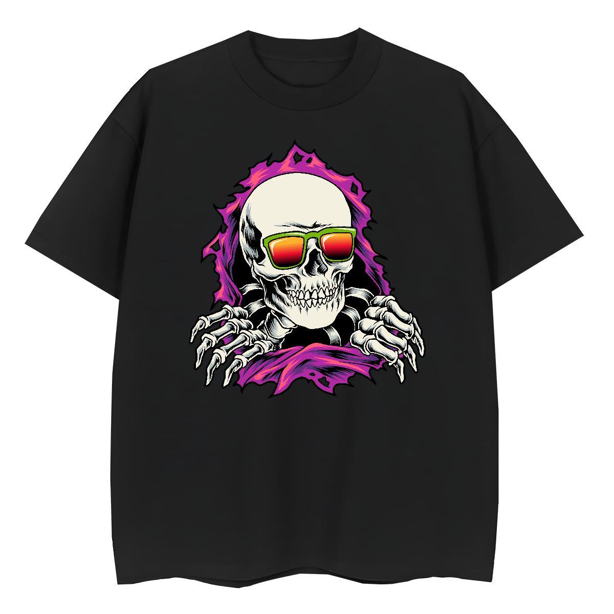 Designer T-Shirts for Women 230g Pure Cotton Breathable Crew Neck Casual Beach skull Tshirt for Man Woman Lady Cartoon Printing L-4XL Tees Shirts