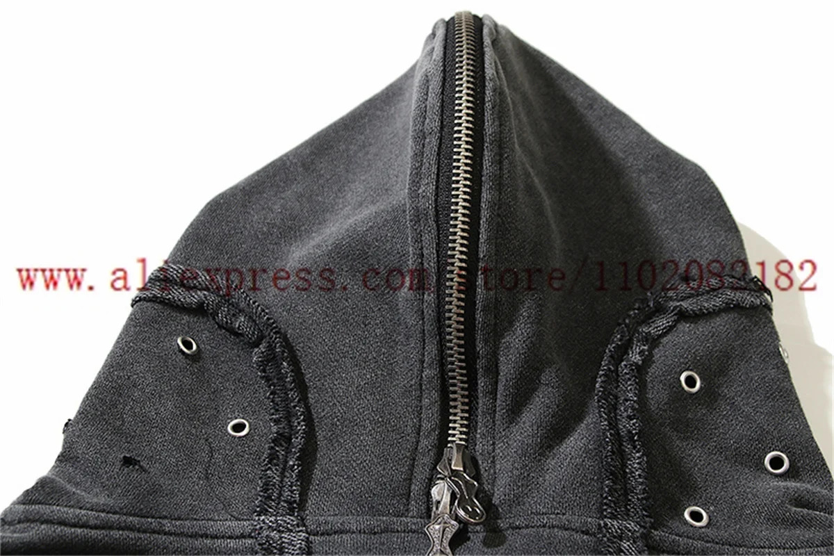 Washed THUG CLUB Zippered Hoodie Men Women High Quality Hooded Cardigan Short Sportswear Jacket 241019