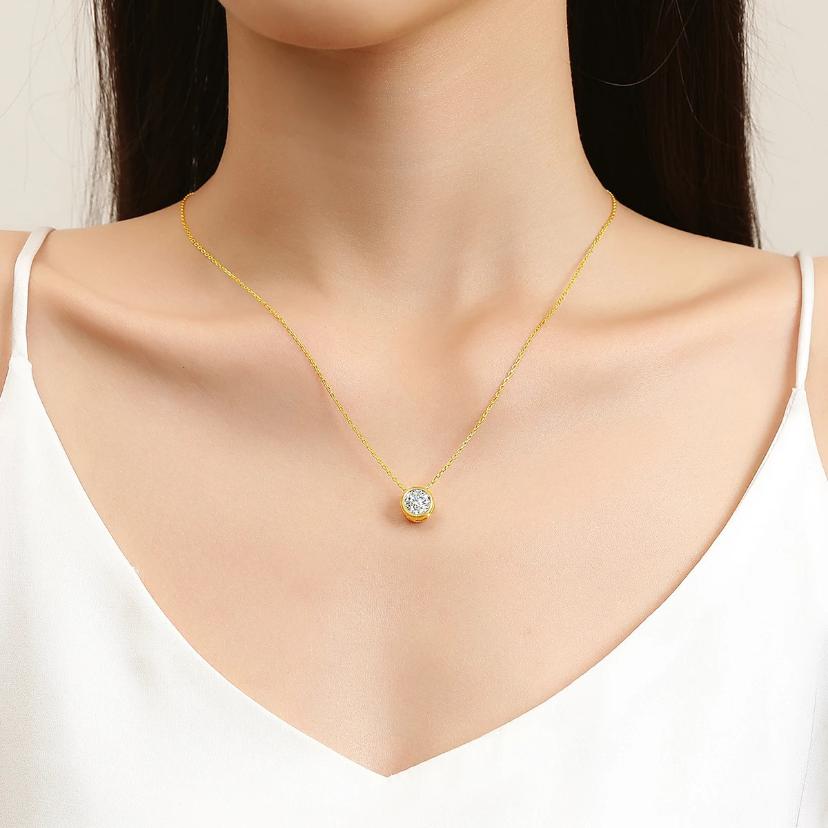 pendant 0.5ct real 18k gold necklace pure AU750 diamond exquisite jewelry wedding anniversary gift 2024 241018