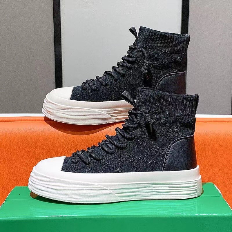 High top sock shoes for women in summer 2022, thin new style, thick sole dissolved shoes, breathable mesh, fly woven sports and leisure board shoes