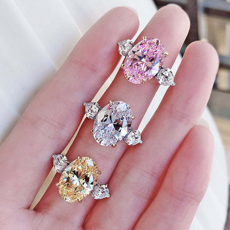 Oval Cut Moissanite Rings: 10CT White Gemstones Sterg Sier Ring for Women