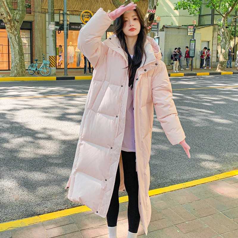 Casual Puffer Coats for Women Thick Warm Down Jacket Long Puffer Coats Windproof Outerwear Simple Solid Sweet Snow Winter NewX241019