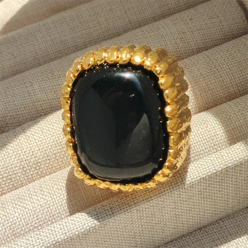 2024 Agate Crystal Open Ring Gold Metal Natural Stone Womens Jewelry Elegant Party Birthday Gift 241018