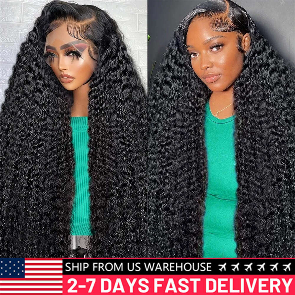 Wave Inch Deep x HD Transparent Lace Frontal Wig Human Hair Water Curly Closure Wigs For Women Bling s