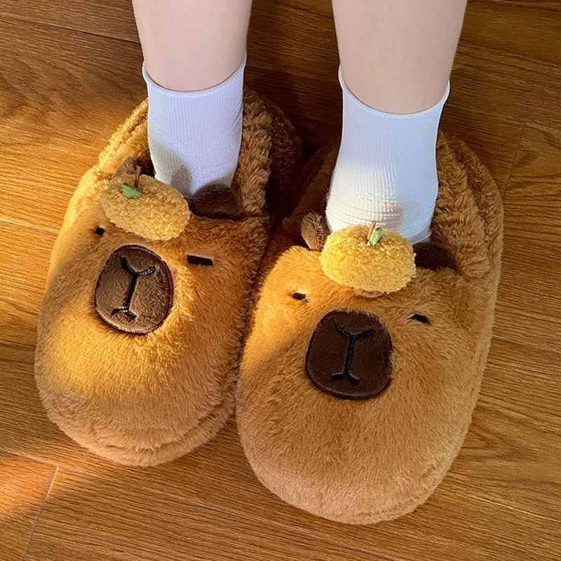 Highland Cow Capybara plush slider cartoon Capibara cotton shoes cute animal slider womens Halloween Christmas gift 241018