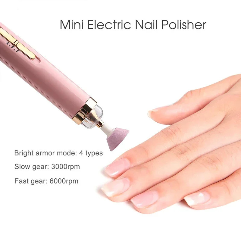 Mini USB Electric Nail Grinder Drill 5-in-1 Nail Polishing Machine Nail Archive Portable Mini Electric Nail Art with Light 241007