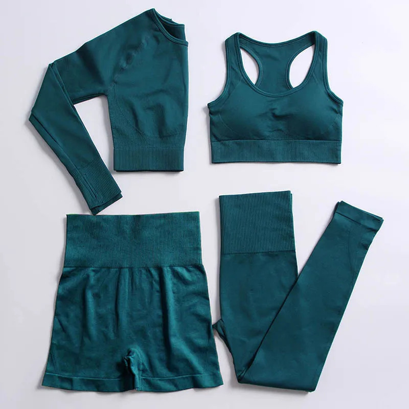 234PCS Womens tracksuit Seamless Yoga Set Workout Sportswear Gym Clothing Fitness Crop Top High Waist Leggings Sports Suits 241010