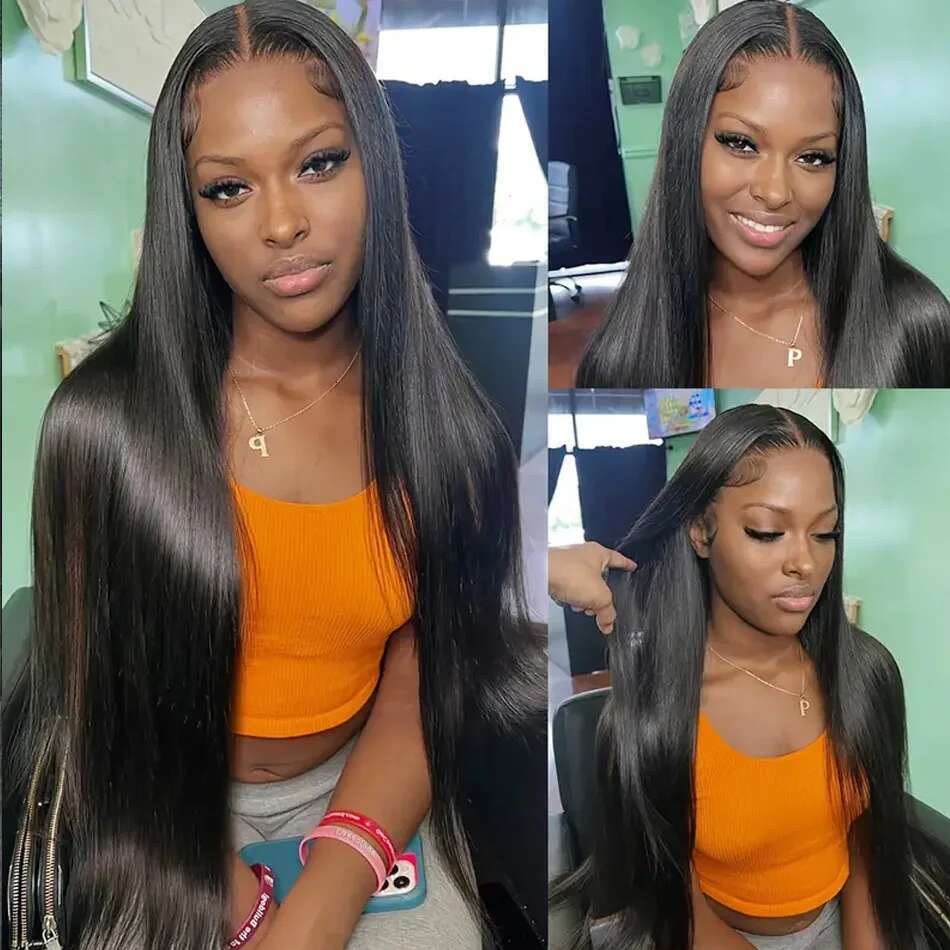 Front HD Lace Human Hair Wigs Straight x Transparent Frontal Pre Plucked For Women al