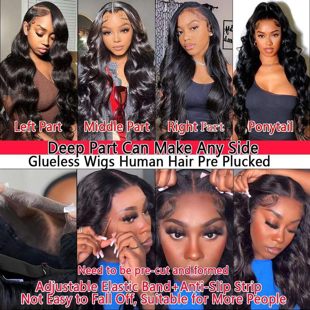 PrePlucked Glueless x Wigs Human Hair Ready to Wear and Go Body Wave HD Lace Frontal Brazilian For Women