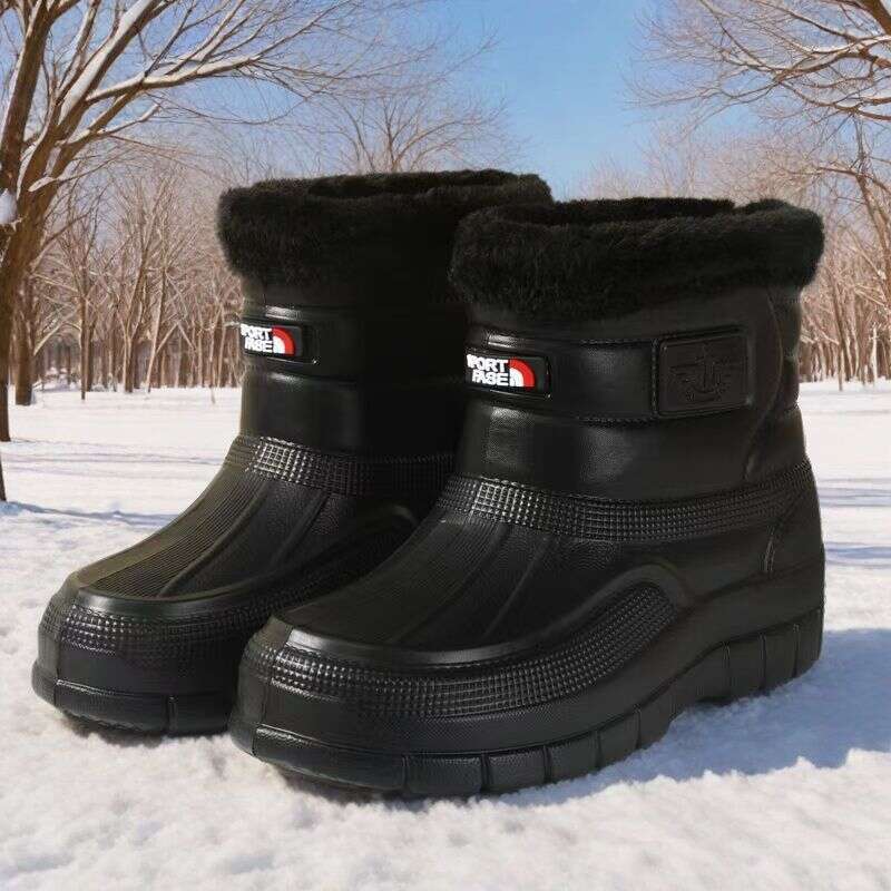Velvet Insulation Outdoor Waterproof Cotton Shoes Men's Rain Boots Car Wash Construction Protection Wear Resistant Medium High Cylinder Water Sho