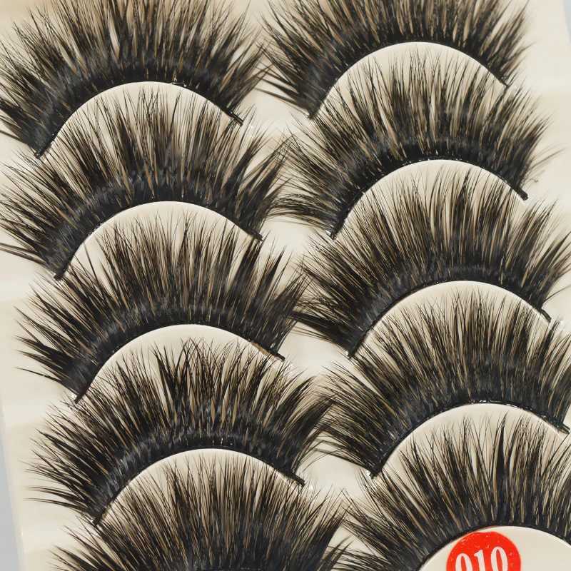 False EyeLashes 1 Box 5 Pairs Thick Black False Eyelashes Makeup Tips Natural Smoky Makeup Long Fake Eye Lashes 10XJ241019