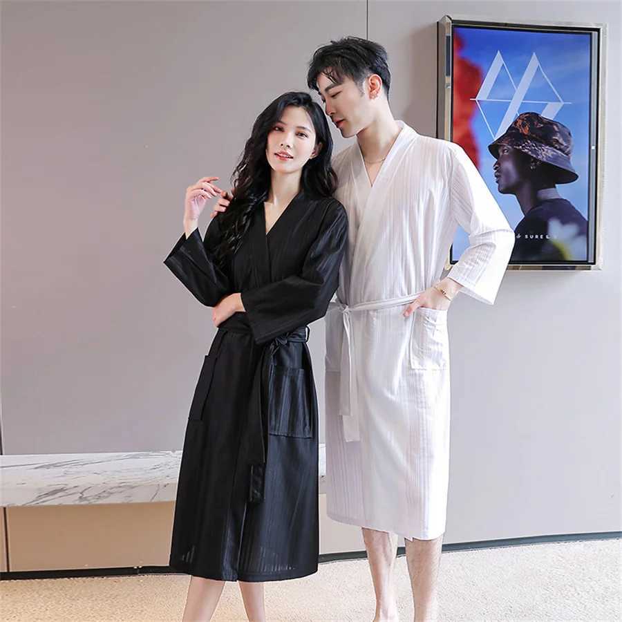 Men Kimono Bath Robes Pajamas 2024 New Summer Bathrobe Solid Sleepwear Three Quarter Sleeve Dressing Gown Mens LoungewearXJ241018