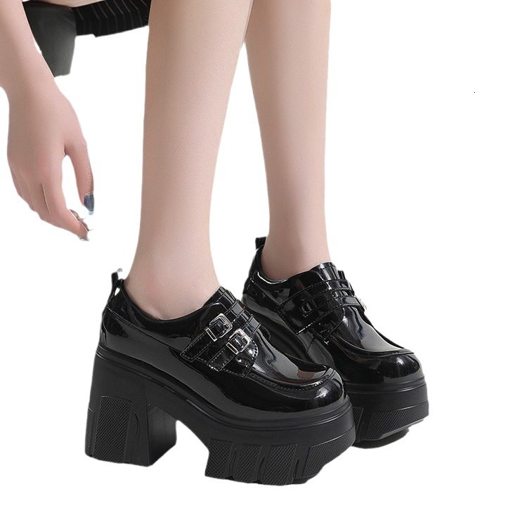 British style loafers, single shoes for women, spring 2024 new item, versatile, thick heel, thick sole, thick heel, black high heels, small leather sh