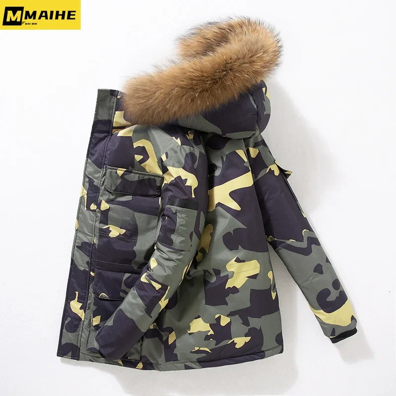 down jacket mens winter warm and lightweight down jacket mens detachable fur collar white duck down apron park 241018